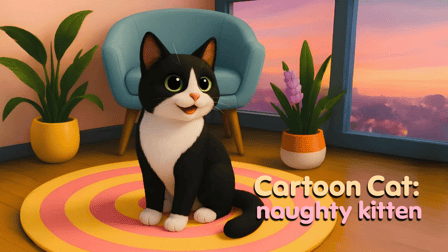 Cartoon Сat: naughty kitten