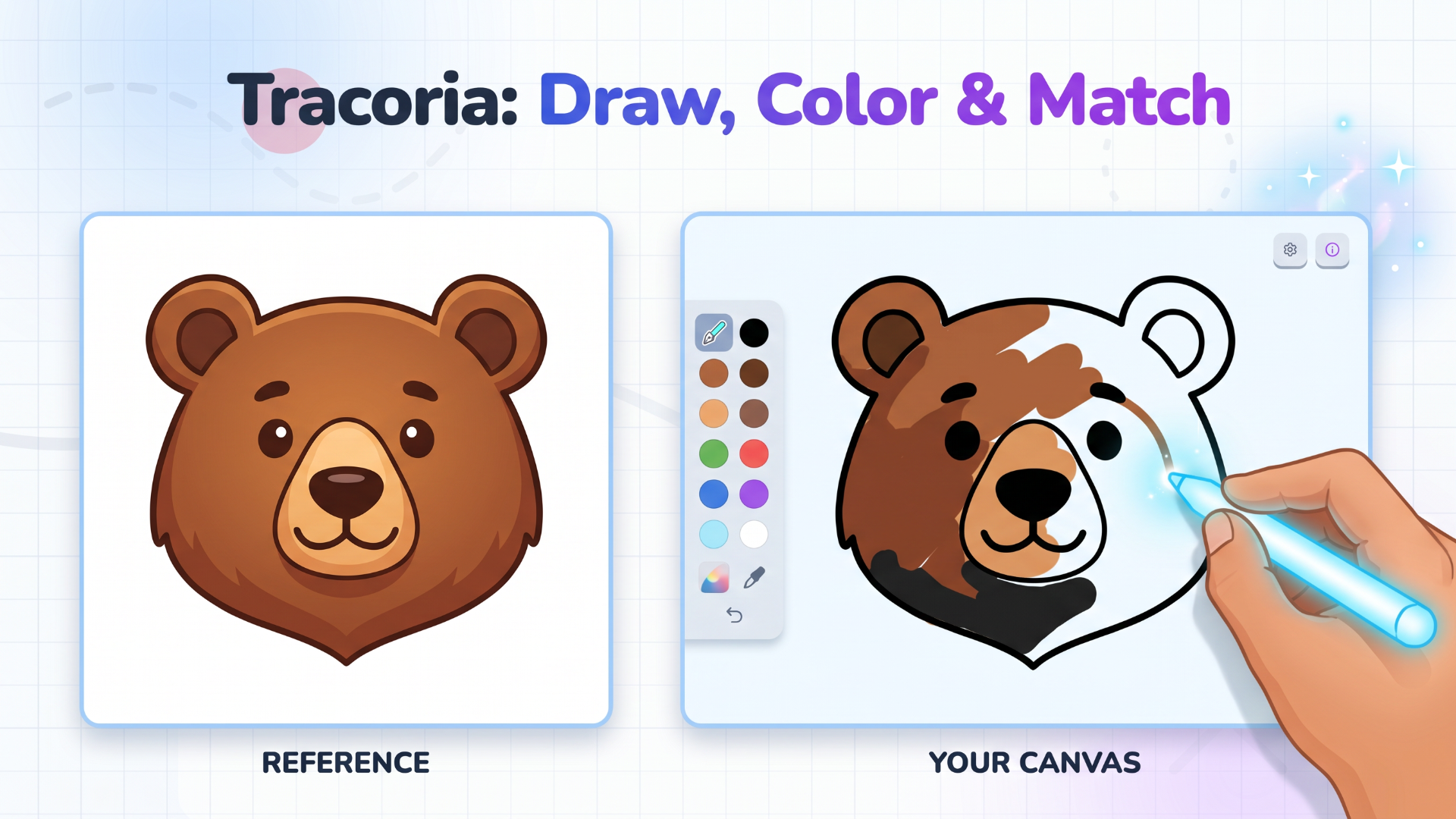 Tracoria: Draw, Color & Match
