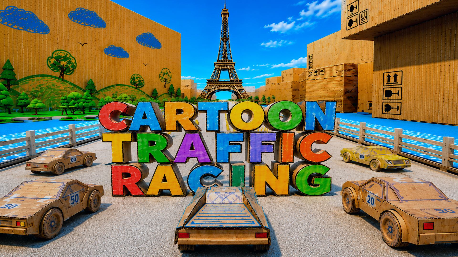 Cartoon Traffic Racing Paper Derby