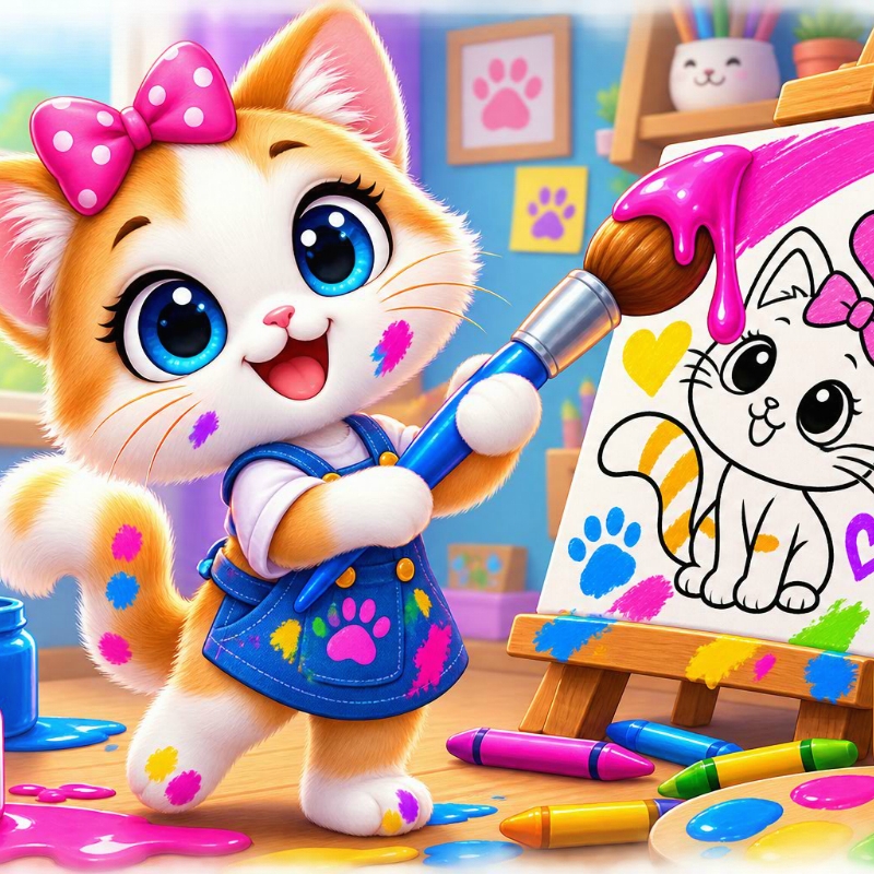 Cute Cat Coloring Book