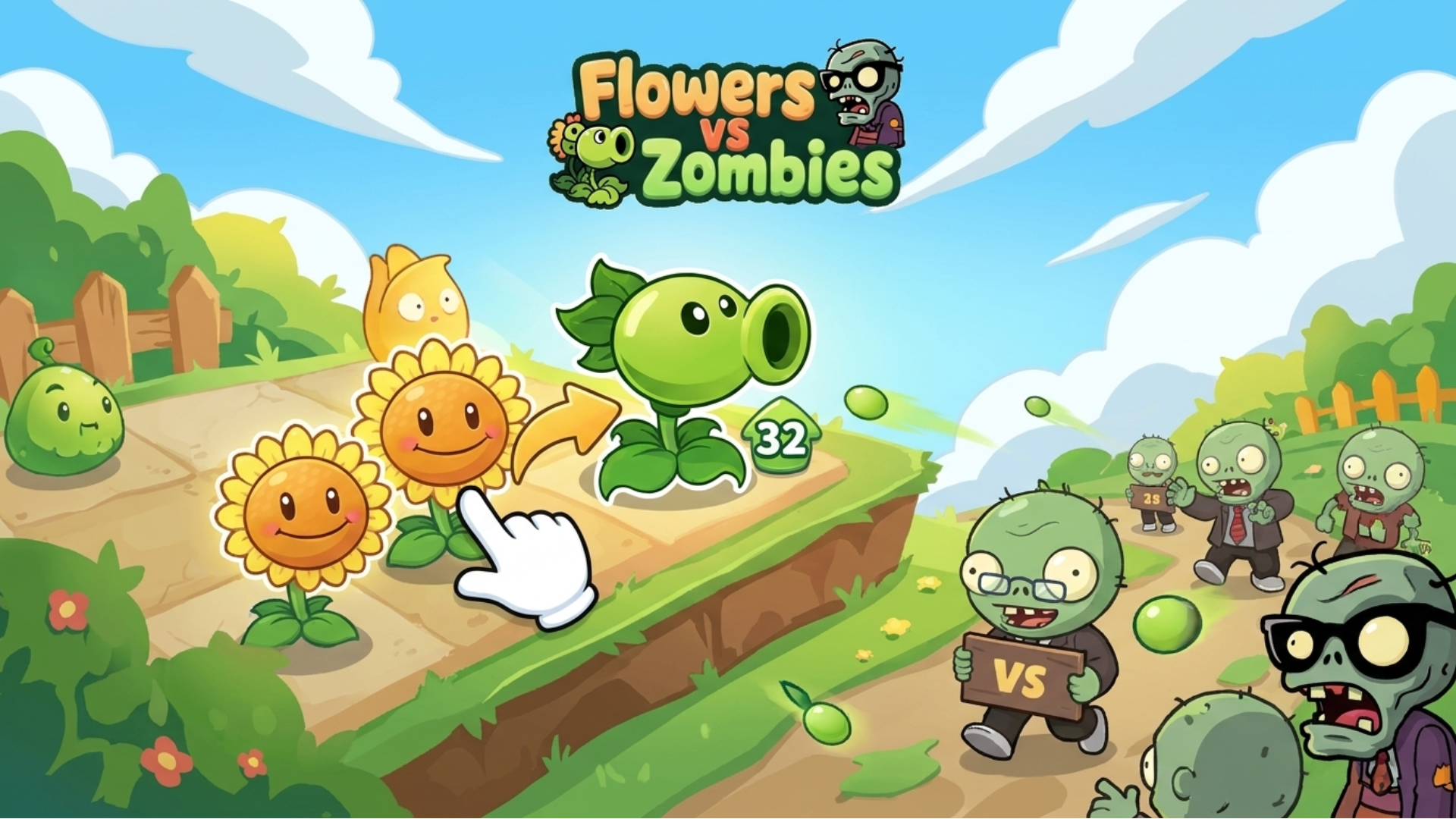 Arte da capa de Flowers vs Zombies