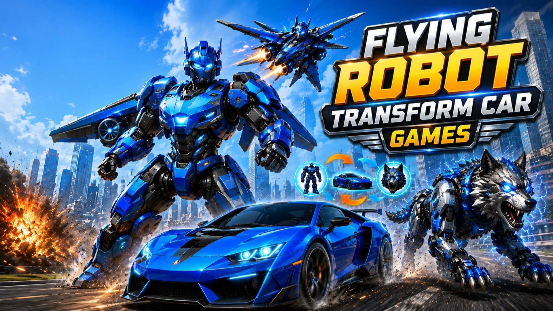 Flying Robot Transform Car Games