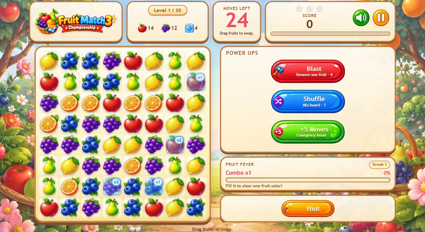 Fruit Match 3 Championship screenshot 1