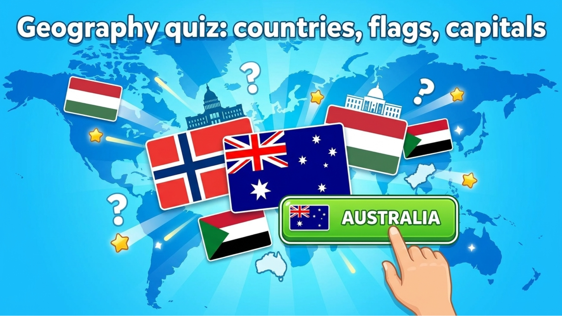 Geography quiz: countries, flags, capitals cover art