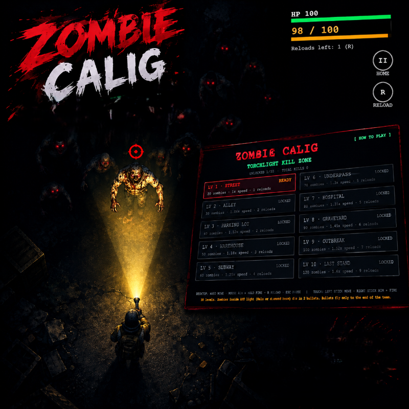 Zombie Calig — Action game, available on playgama