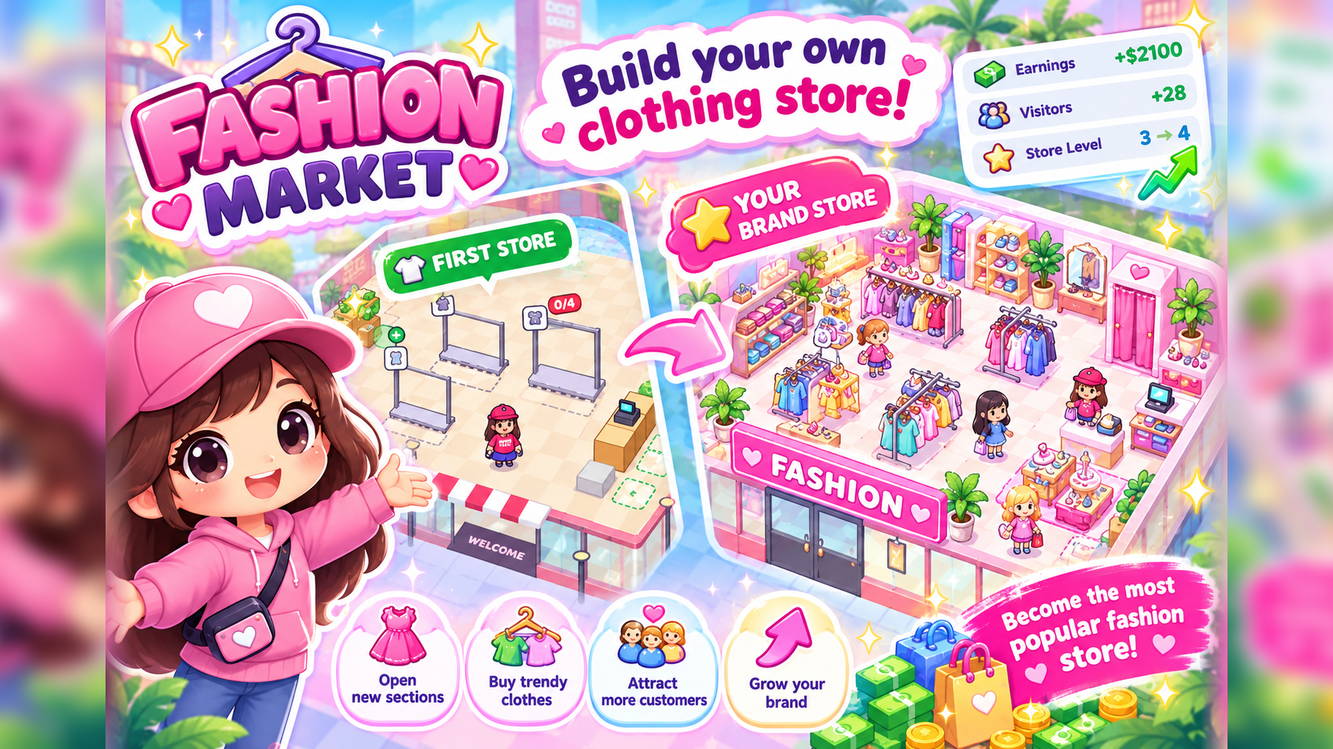 My Fashion Market: Idle,Tycoon