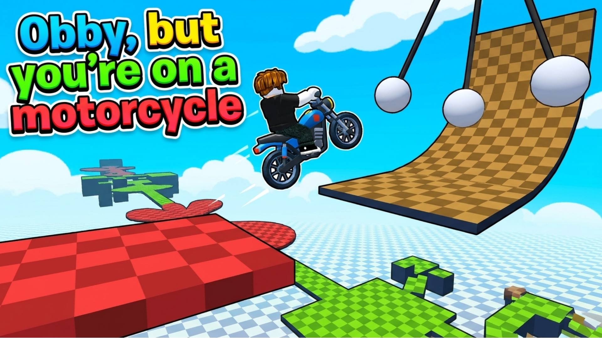Obby, but you're on a motorcycle cover art