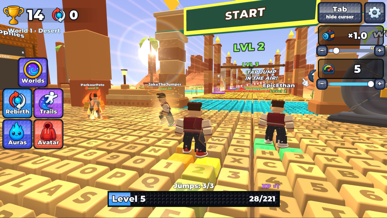 Obby Keyboard Worlds: +1 Speed & Jump screenshot 1