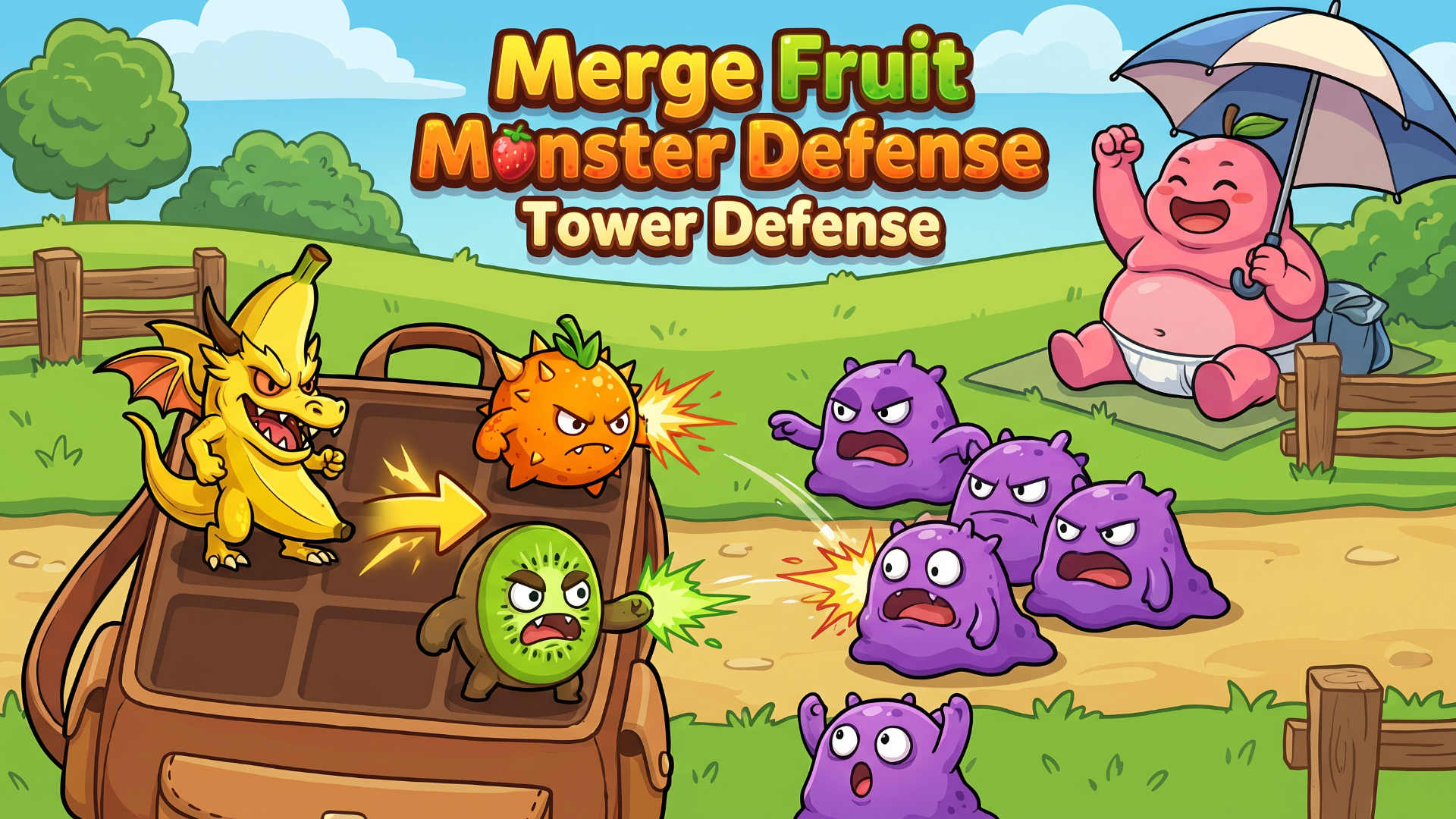 Merge Fruit Monster Defense: Tower Defense