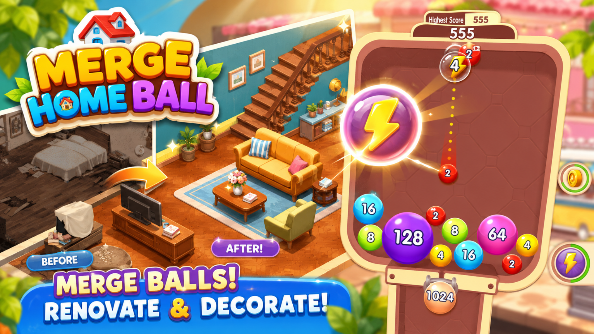 Merge Home Ball 2048