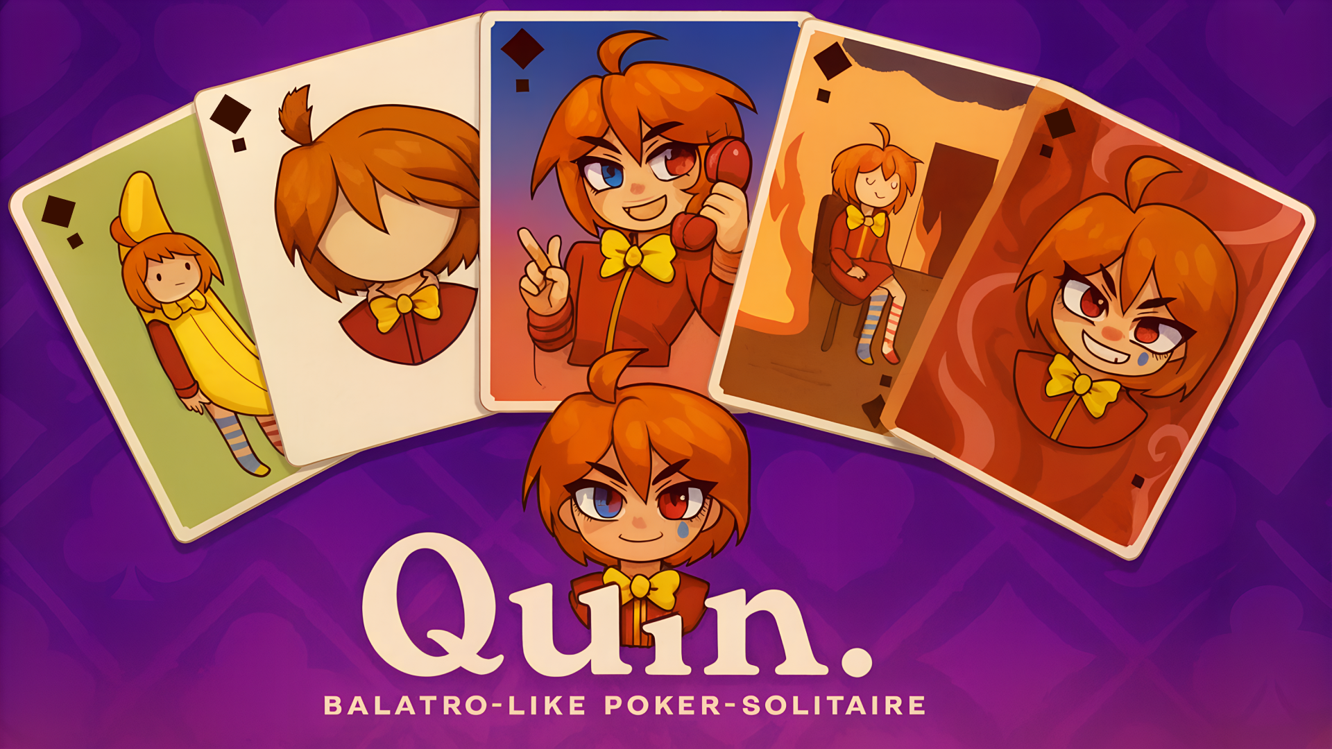 Quin. Balatro-like poker-solitaire cover art