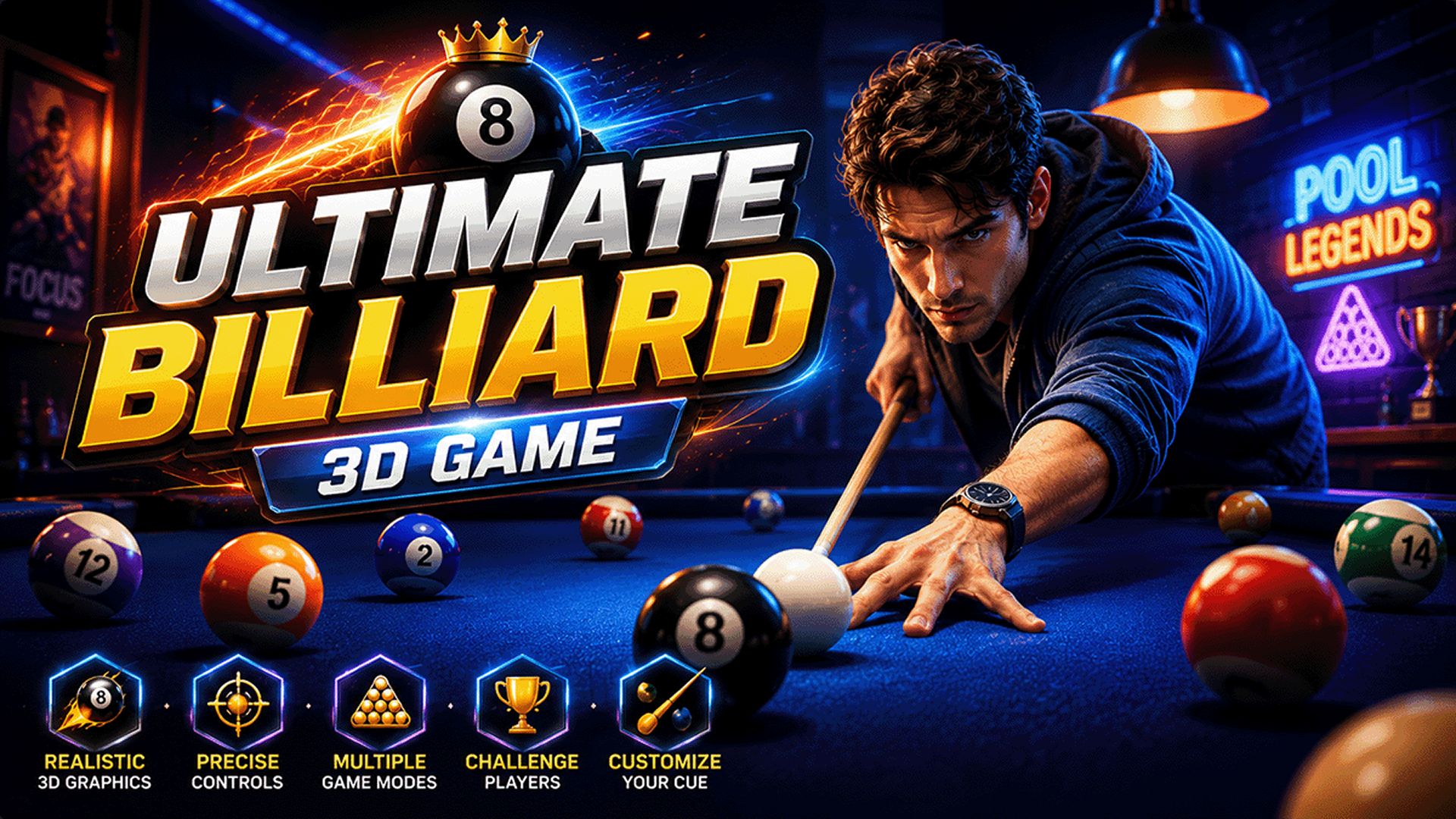 Arte da capa de Ultimate Billiard 3D Game