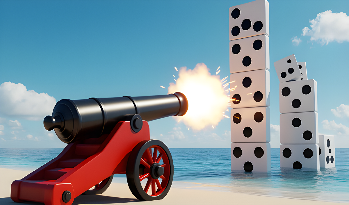 Visuel de A gun. Domino destruction.