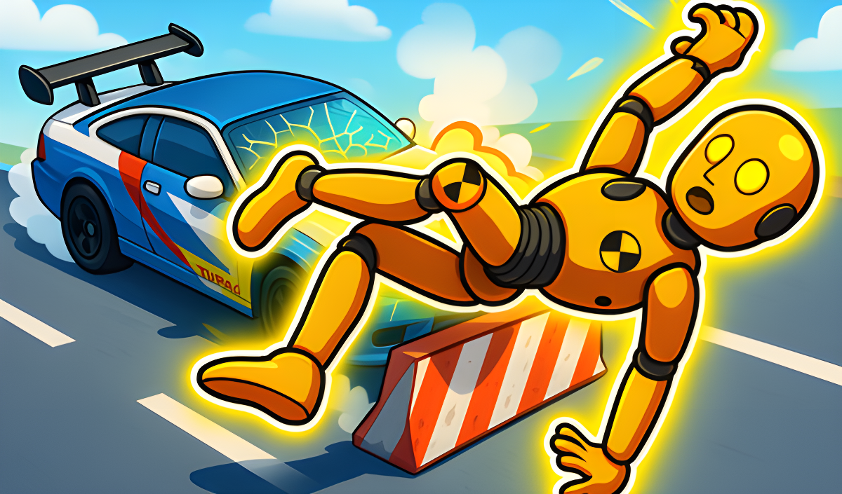 Airbags and Ragdoll dummies in cars cover art