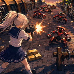 Anime Girl versus Robots