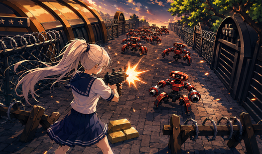 Anime Girl versus Robots