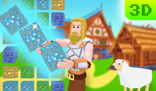 Craft Block Match-3: Village 3D