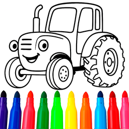Blue Tractor: Coloring book for kids