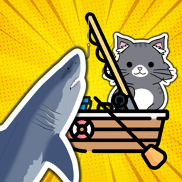 Cat fisherman. Catch a shark!