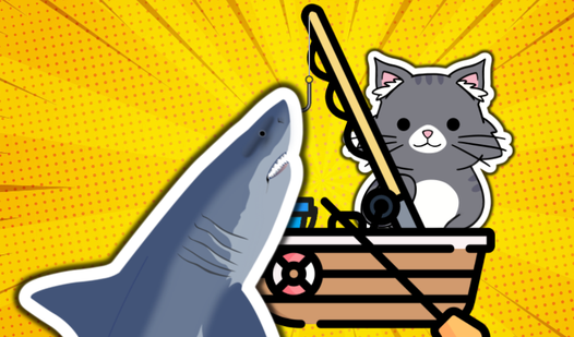 Cat fisherman. Catch a shark!