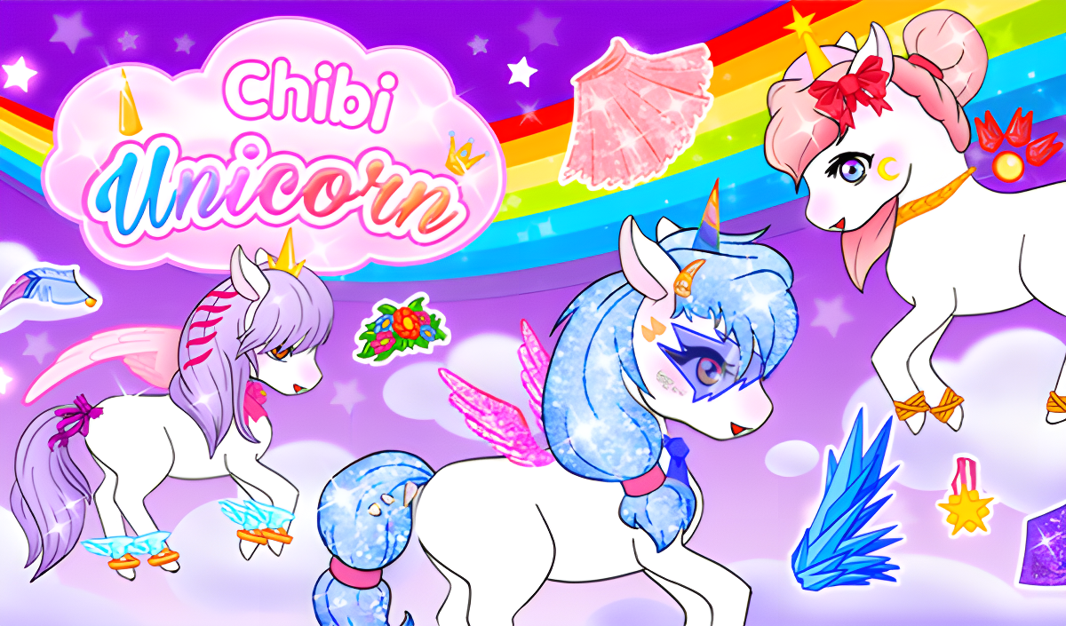 Arte da capa de Unicórnio Chibi: Vestir Avatar