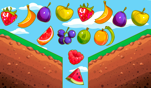 Connect the fruits: Drop into the gap
