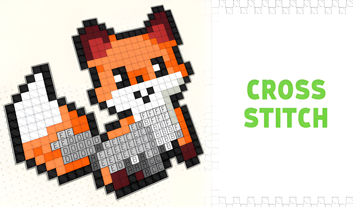 Cross stitch: knitting cover art
