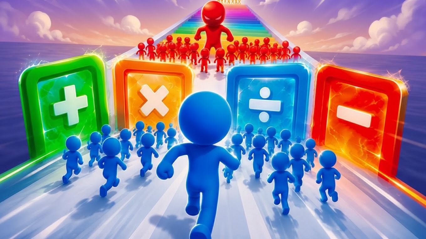 Red and Blue: Runner with little men