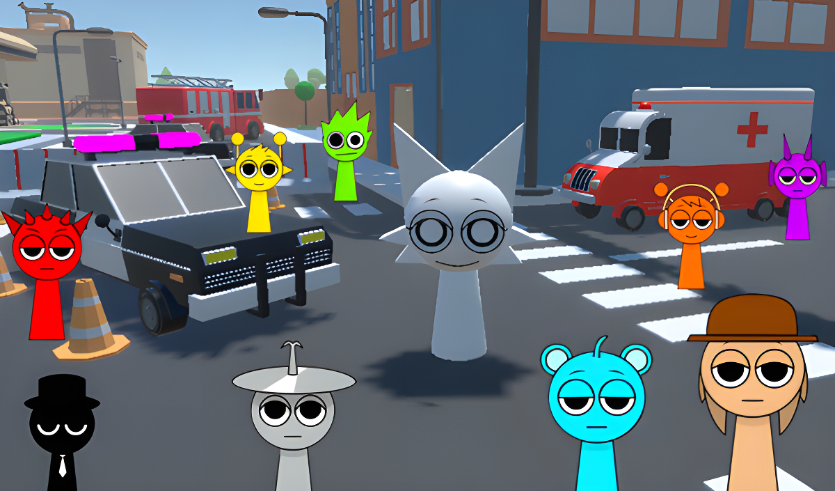 Sprunki 3D: Hide and Seek in the City kapak resmi