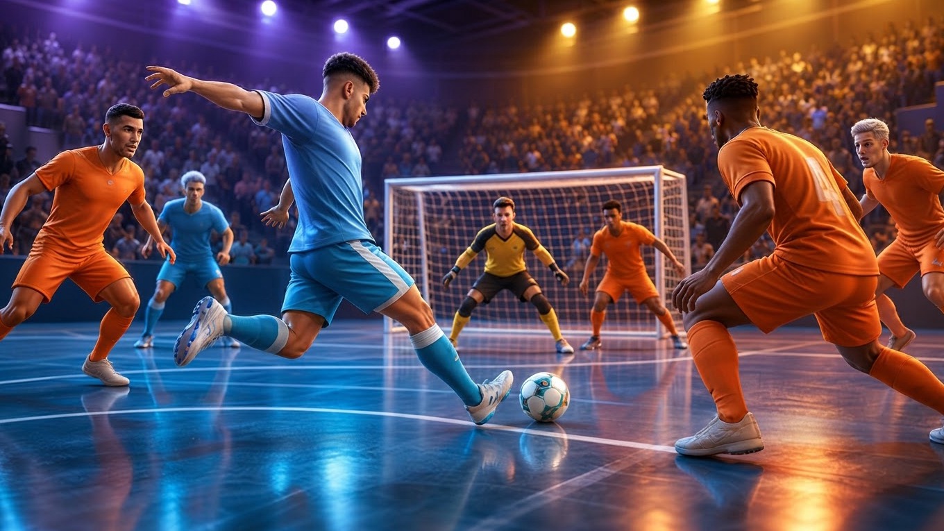 Try to kick the ball into the goal