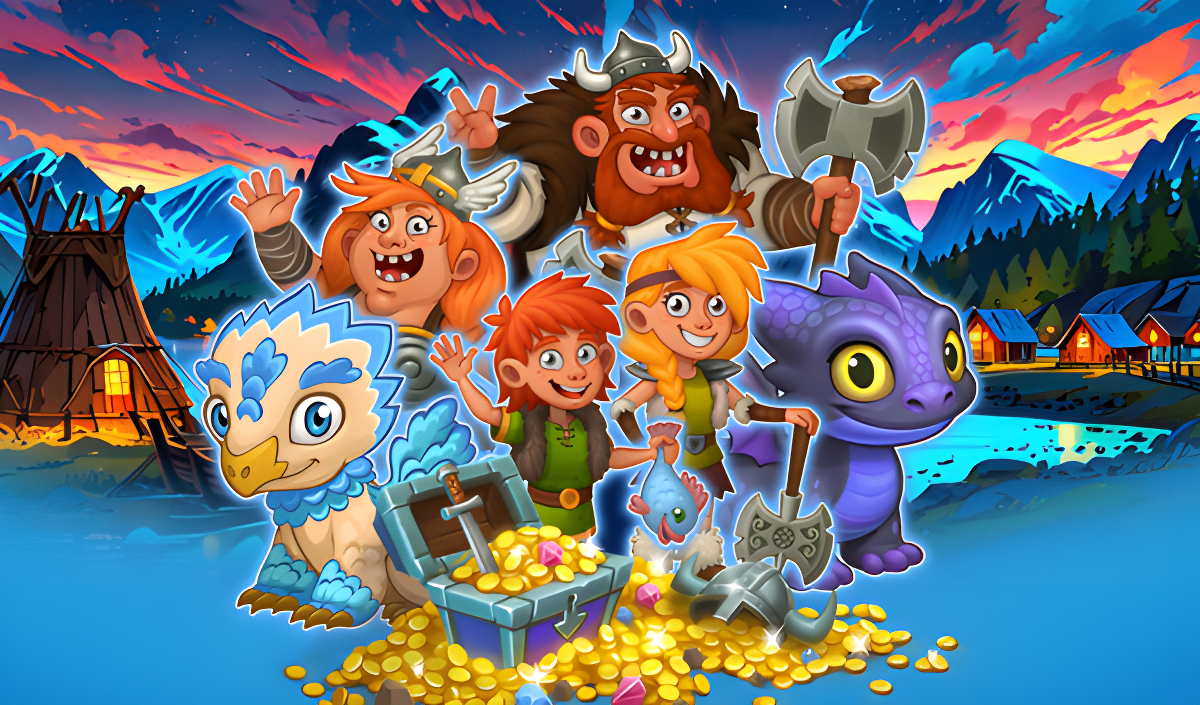 Arte da capa de Vikings and Dragon Island Farm