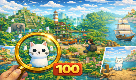 Where's the cat? Find 100 cats!